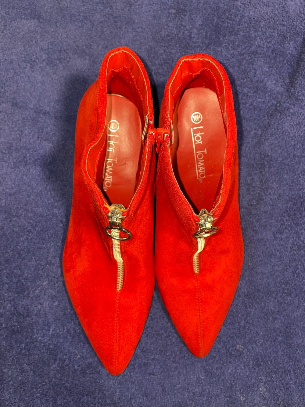 Hot Tomato Red Pointed Toe Ankle Boot Heels